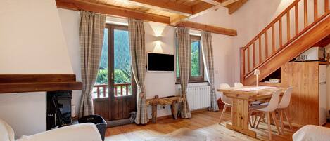 TV, fireplace