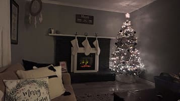 Televisión, chimenea