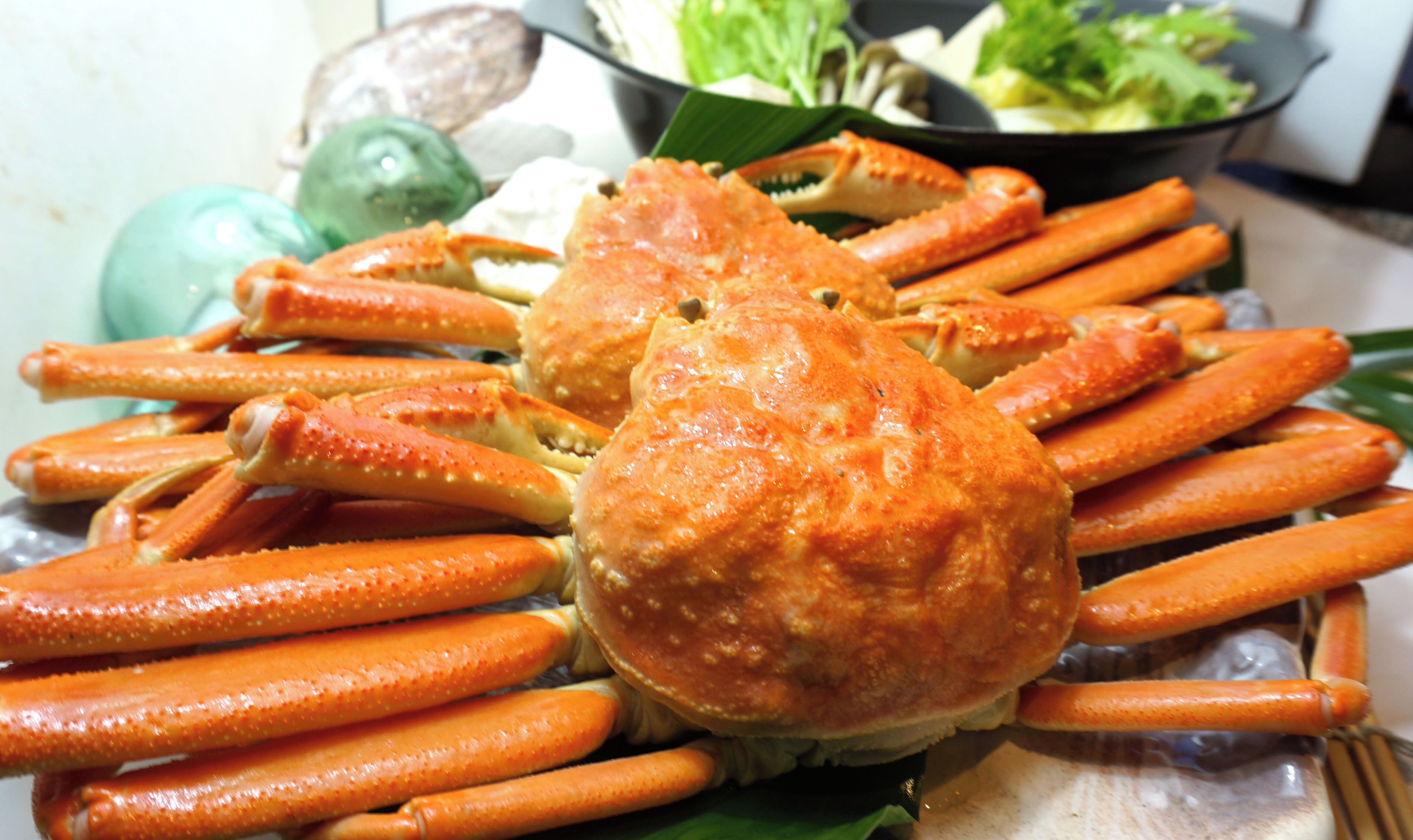 Une assiette de crabes cuits, leurs pattes bien déployées.