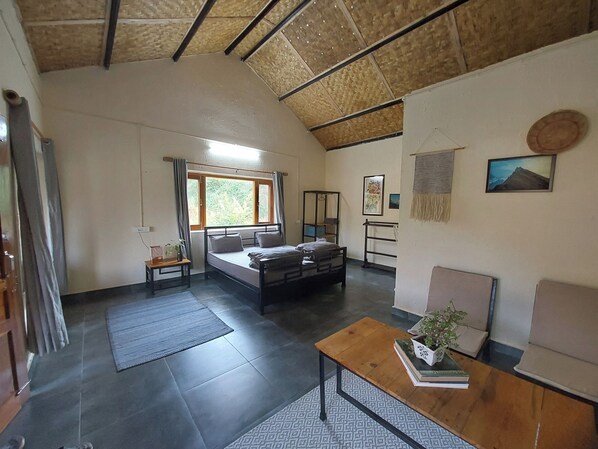 Family Double Room, Balcony, Hill View | Soundproofing, free WiFi, bed sheets - Himkosi Farm by the River (Almora)