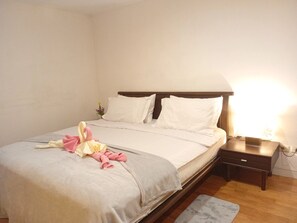 2 slaapkamers, een strijkplank/strijkijzer, wifi, beddengoed