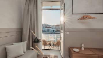 Studio Luxe, vue mer | Literie de qualité supérieure, couette en duvet d'oie, surmatelas