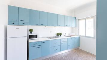 Microondas, lavavajillas, cafetera o tetera y utensilios de cocina