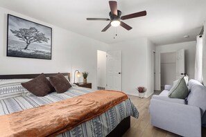 4 bedrooms, iron/ironing board, travel cot, WiFi