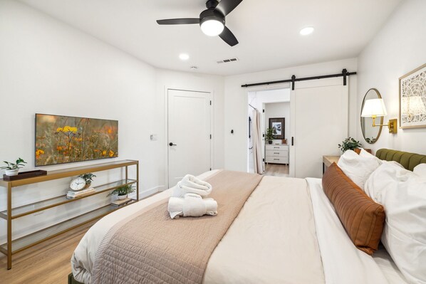 2 bedrooms, iron/ironing board, travel crib, WiFi