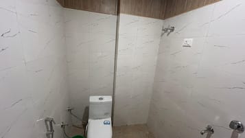 Shower, towels, soap, shampoo