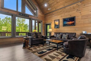 Smart TV, fireplace, video games, DVD player