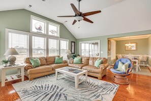 House (5 Bedrooms) | Front of property - Steps to Beach: Gem w/ Views & Dock in Oak Island (Oak Island)