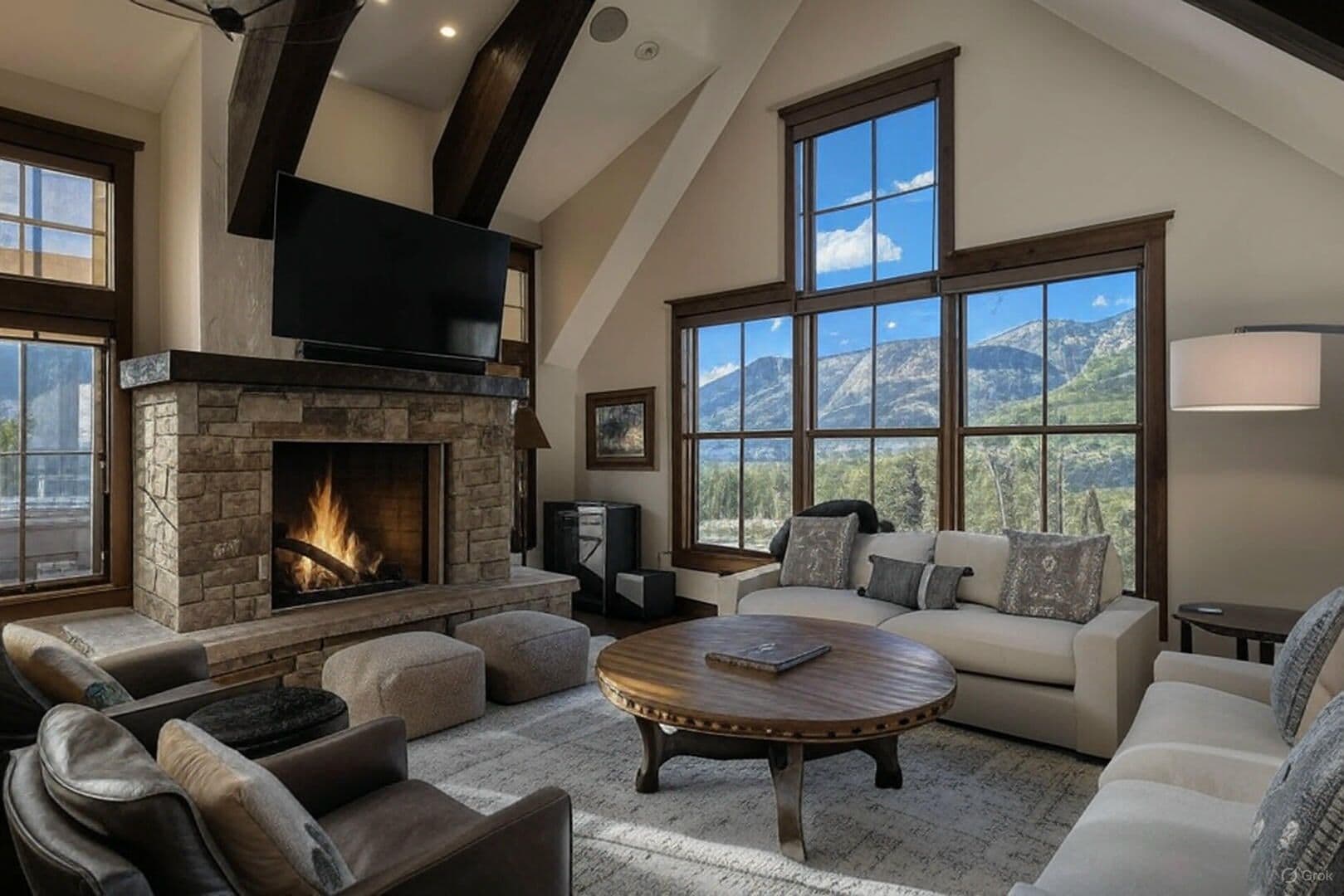 Älytelevisio, takka, kirjoja, stereot