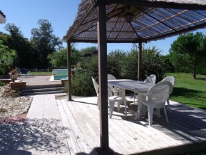Outdoor dining - Country cottage, swimming pool, air conditioning (Marguestau)