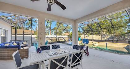 Modern Poolside Getaway w Games, Fire pit & Family Fun