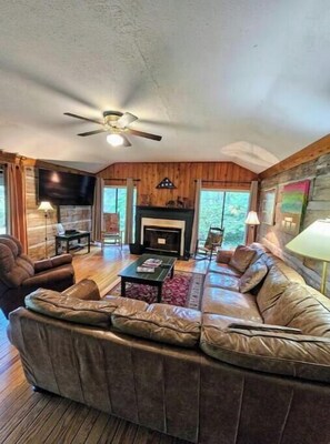 Smart-tv, eldstad och dvd-spelare