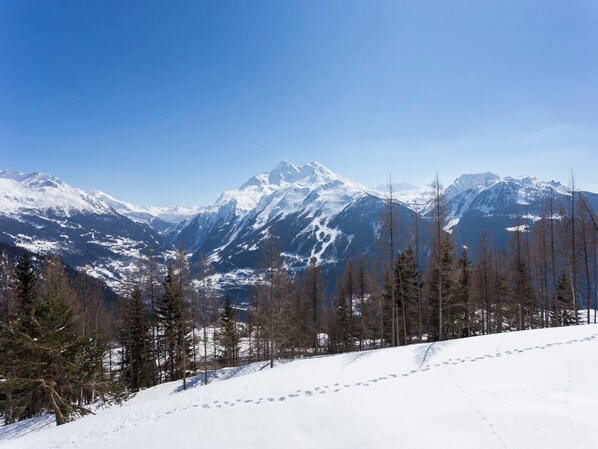 A snowy mountain landscape with a clear sky. - Apartment in La Rosiere With Panoramic Views (Montvalezan)