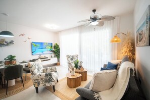 Family Apartment | Living area | 55-inch Smart TV with digital channels - Dimary Charming Apt, 5 Pools, Walk to the Beach Dominicus Bayahibe la Romana (Dominicus)