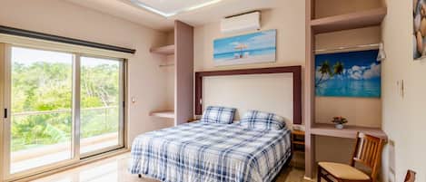 1 bedroom, desk, iron/ironing board, travel crib