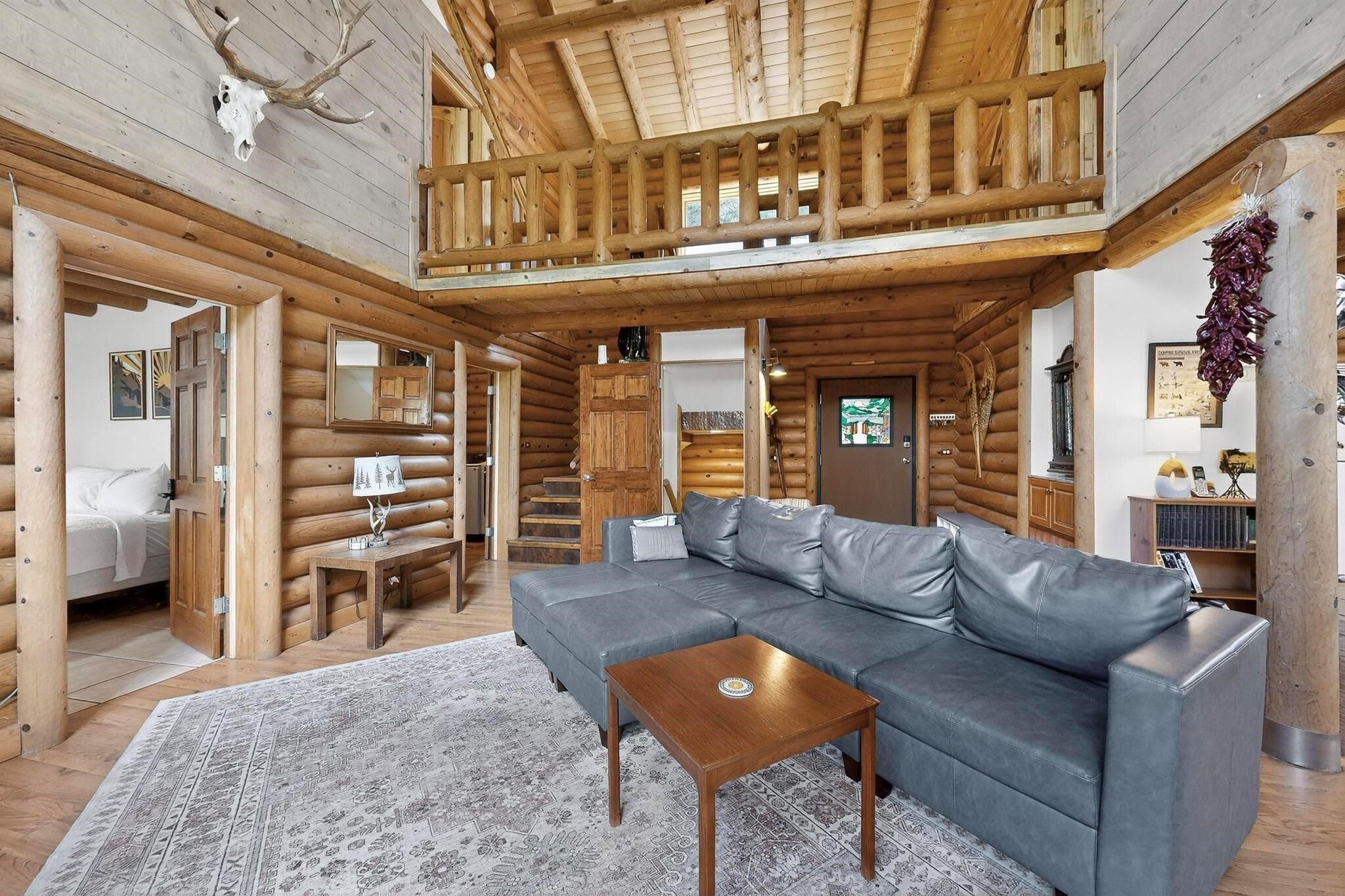 Älytelevisio, takka, kirjoja, tulostin