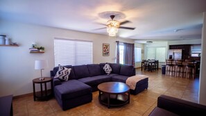 Smart TV, table football, ping pong, books