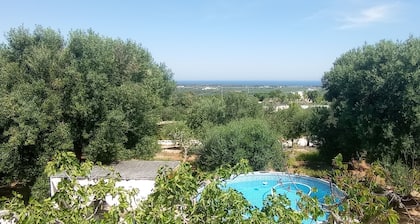 Romantic Trullo for 2/3 sea view pool Wifi, wonderful peaceful garden