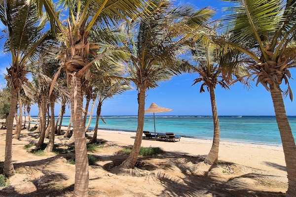 Private beach, white sand, sun loungers, beach massages