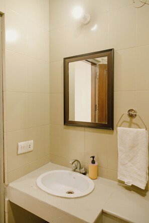 Bidet, towels, toilet paper