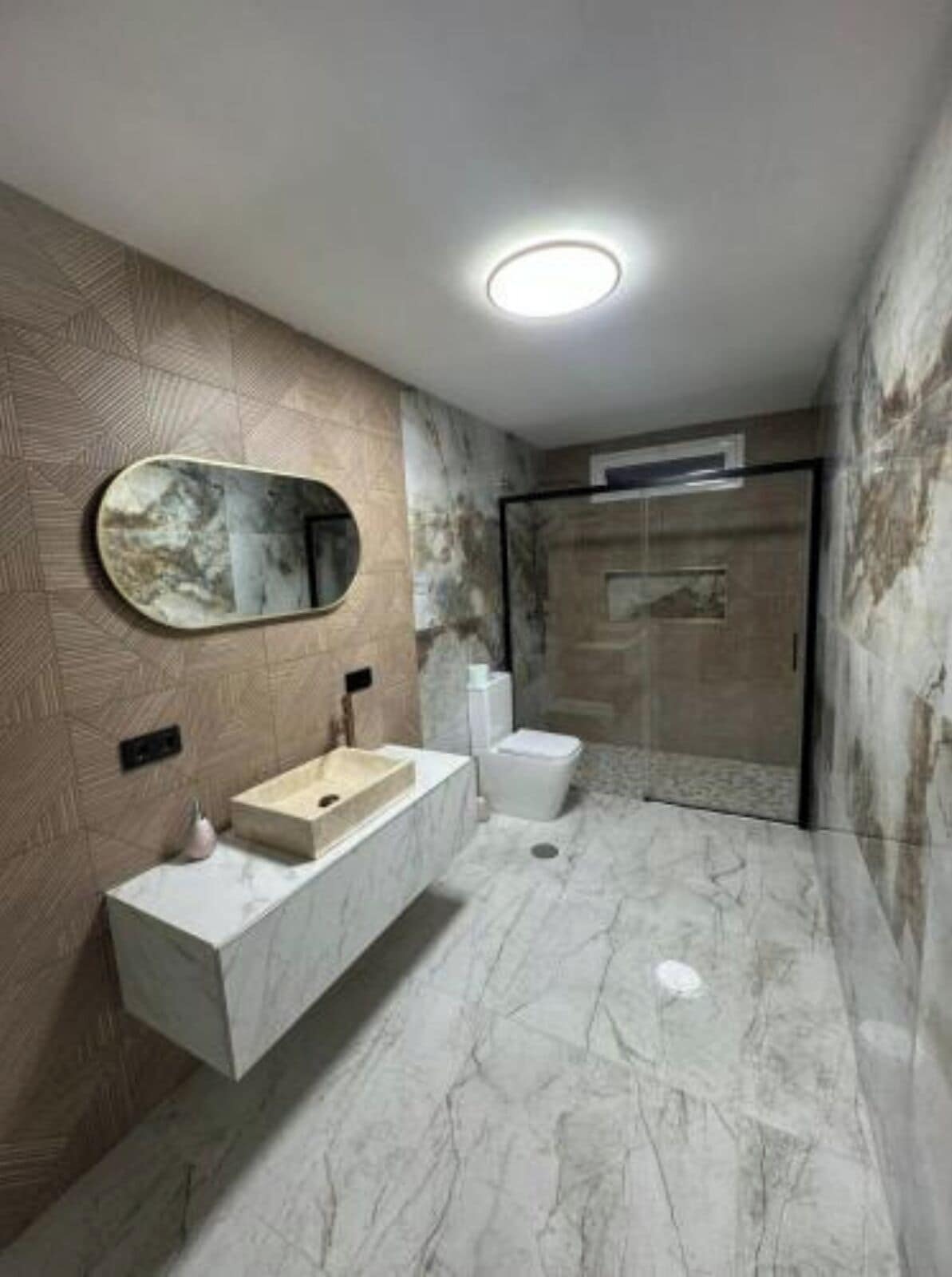 Hair dryer, bidet, towels, soap