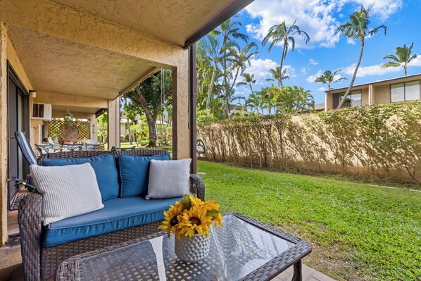 Terrace/patio - Charming Tropical Kihei Gardens 2-Bed Suite (Kihei)