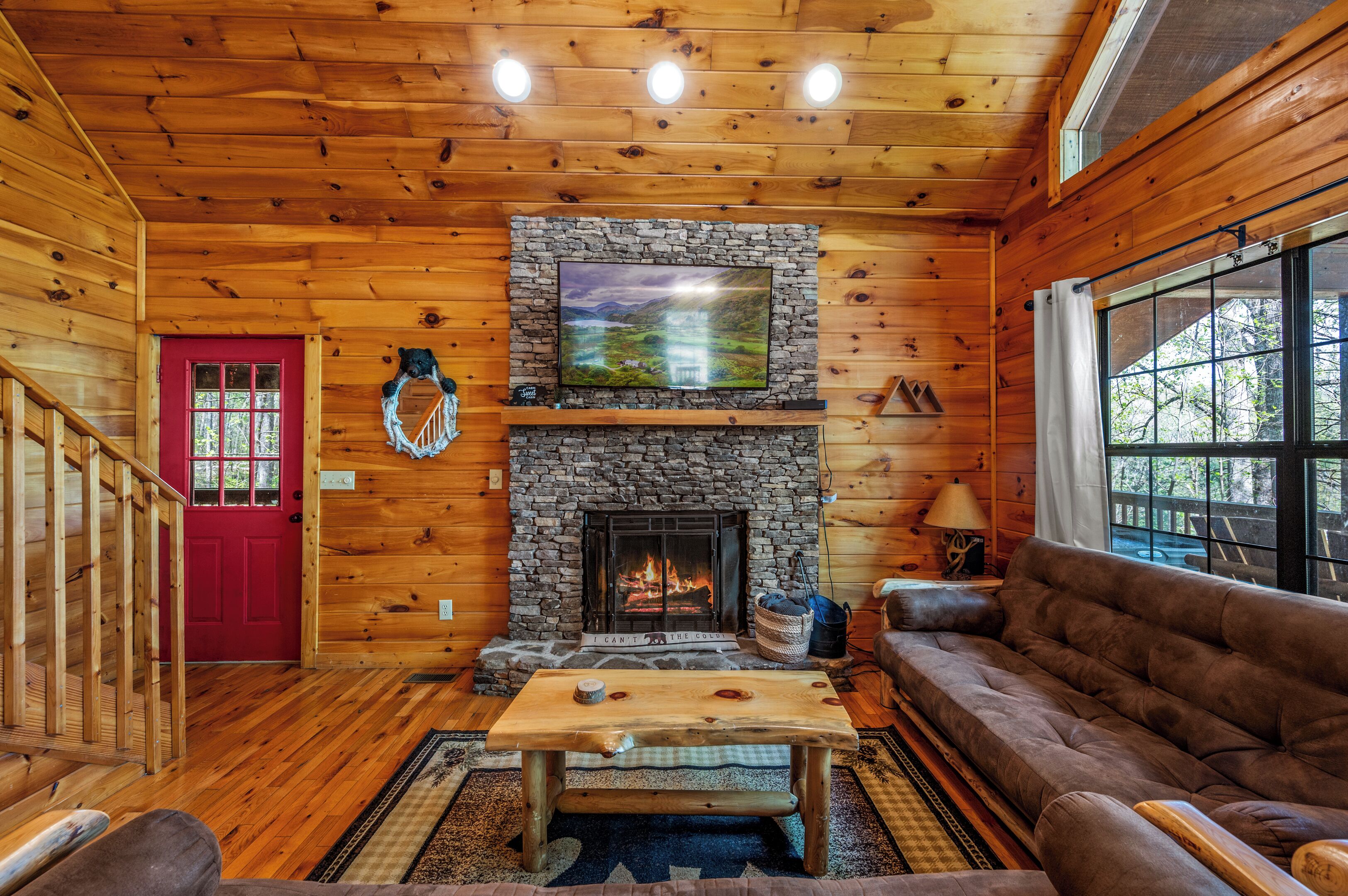 Smart TV, fireplace, video games