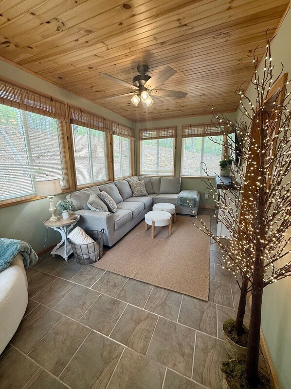 Smart TV, fireplace, video games