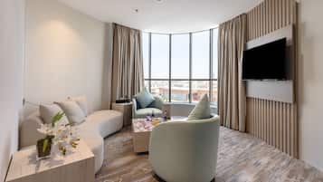 Suite estudio Deluxe, 1 cama de matrimonio grande | 1 dormitorio, caja fuerte, espacio para trabajar con un portátil