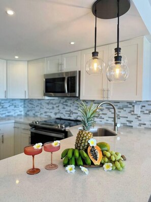 Fridge, microwave, oven, stovetop - Waikiki Oceanfront Home (Car Available) (Honolulu)