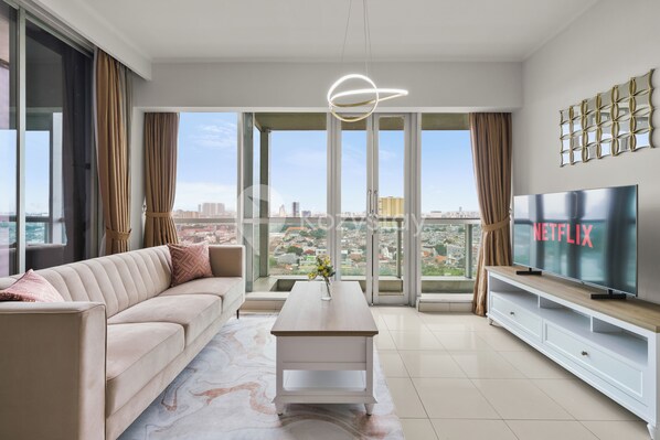 Apartment, 2 Schlafzimmer, Stadtblick | Wohnbereich