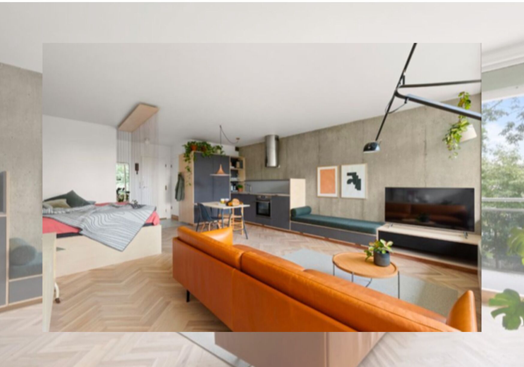 อพาร์ทเมนท์, 1 ห้องนอน, ระเบียง, วิวสวน | ห้องนั่งเล่น | หนังสือ