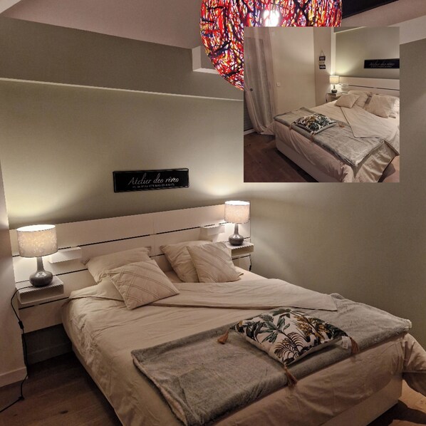 4 habitaciones, tabla de planchar con plancha, cuna de viaje y wifi 
