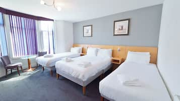 Family Quadruple Room, 1 Double bed and 2 single beds | Free cots/infant beds, free WiFi, bed sheets