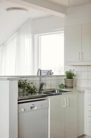 Full-size fridge, microwave, oven, stovetop