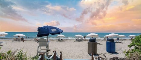 Sun-loungers, beach towels