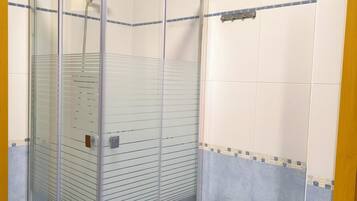 Hair dryer, bidet, towels, soap