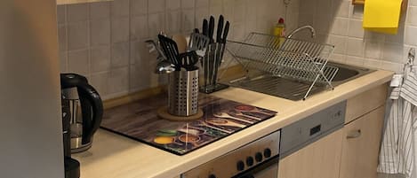 Kühlschrank, Mikrowelle, Herdplatte, Geschirrspüler