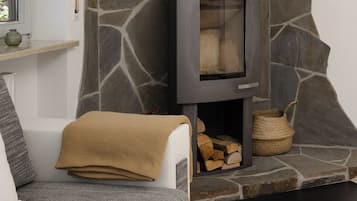 Fernseher, Kamin, Bücher