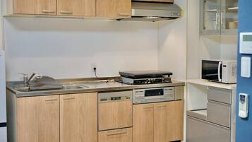 Fridge, microwave, stovetop, dishwasher