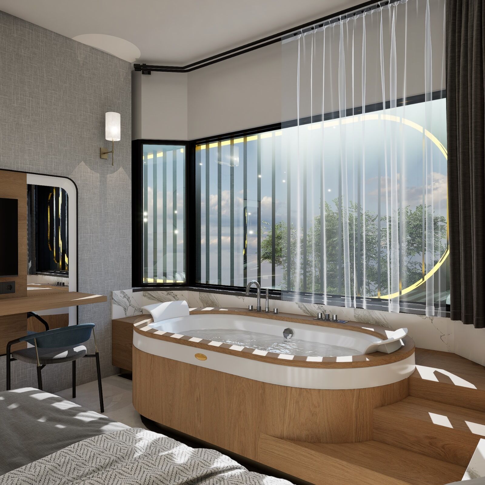 Chambre Double Deluxe, 1 lit double | Baignoire à jets