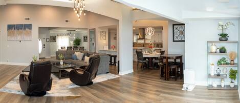 Smart TV, fireplace, table football