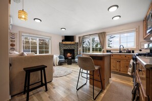 TV, fireplace - Lil' Lakeshore Cabin (Traverse City)