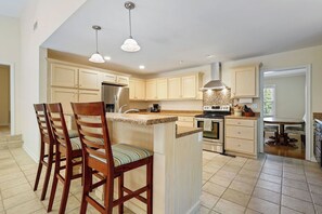 Fridge, microwave, oven, stovetop - Cedar Cottage at Lake Guntersville 
Located a block from boat launch and park (Guntersville)