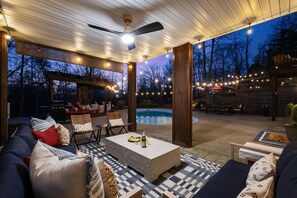 Terrace/patio - Nashville Best Large Group Retreat– Pool/ Hot Tub/Theatre/ Karaoke/ Gym + (Joelton)