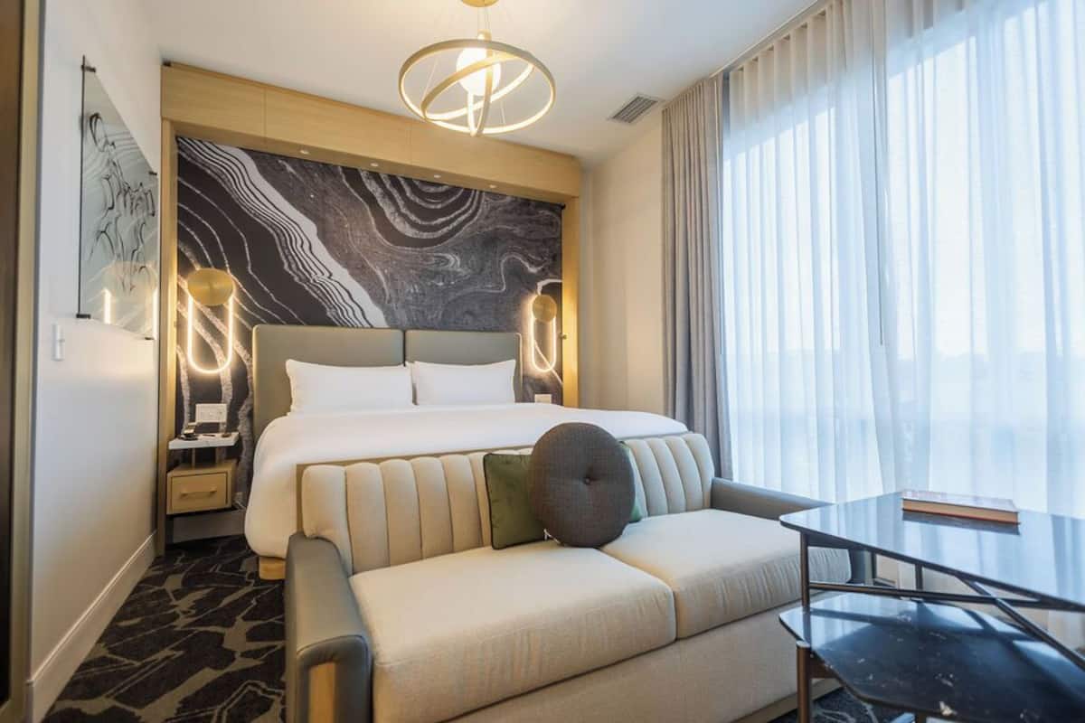 In-room safe, laptop workspace, blackout curtains, soundproofing