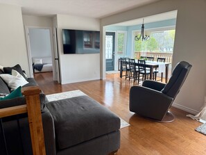 Smart TV, fireplace, video games, foosball