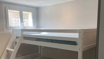 2 bedrooms, in-room safe, iron/ironing board, travel cot