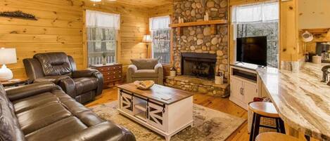 Televisión, chimenea