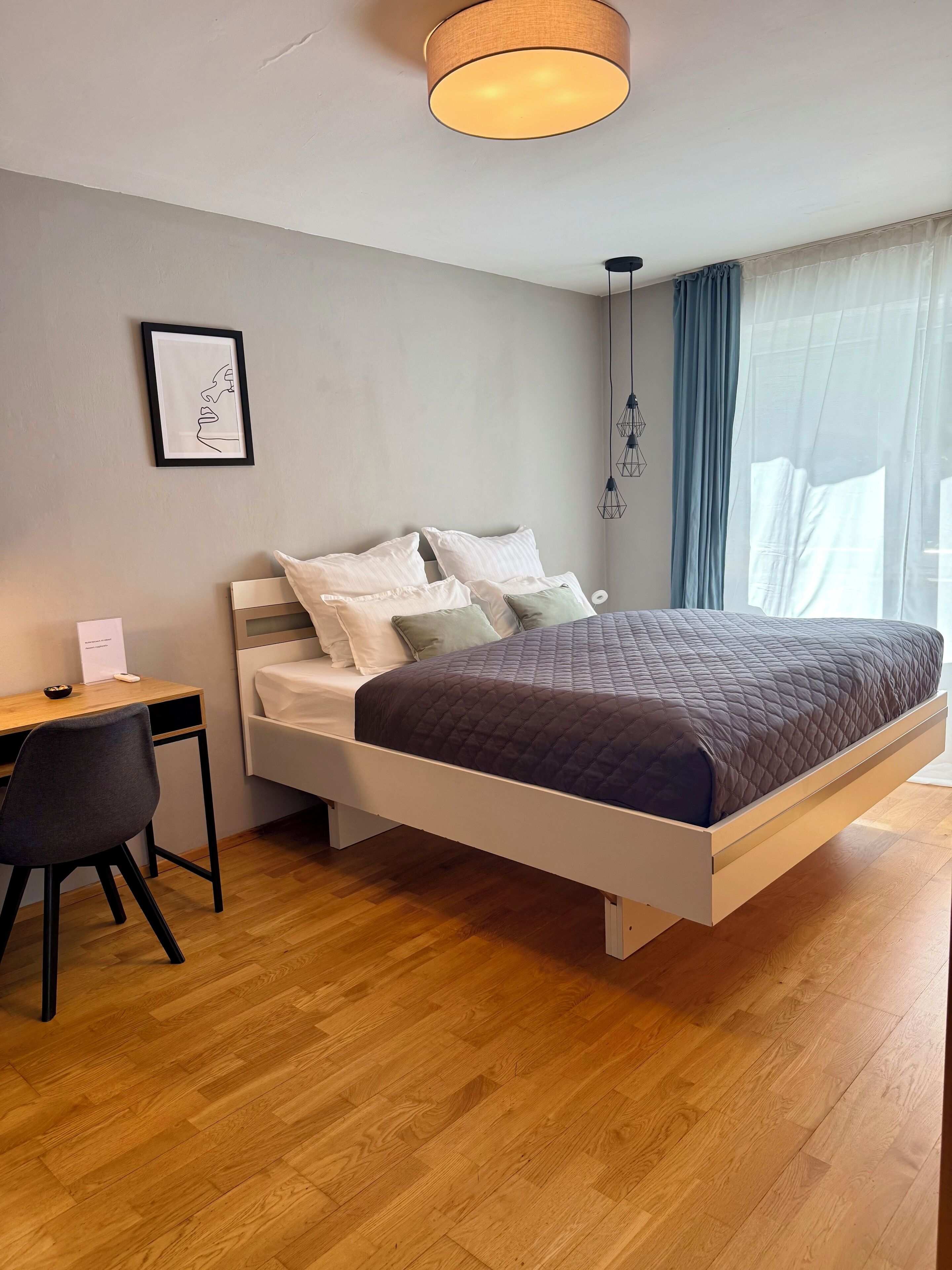 1 bedroom, desk, iron/ironing board, travel crib